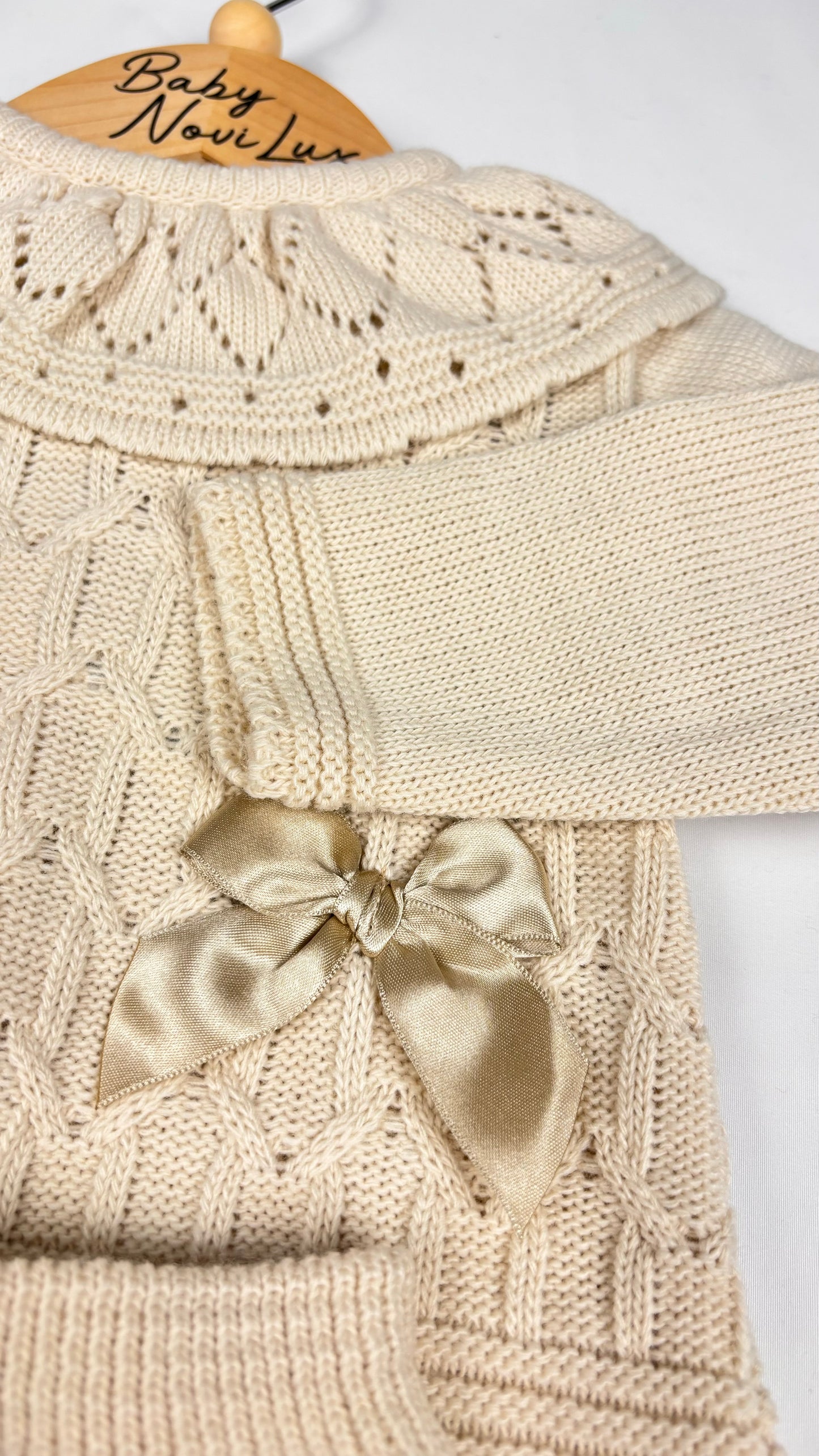 Beige Two Piece Set with Bows