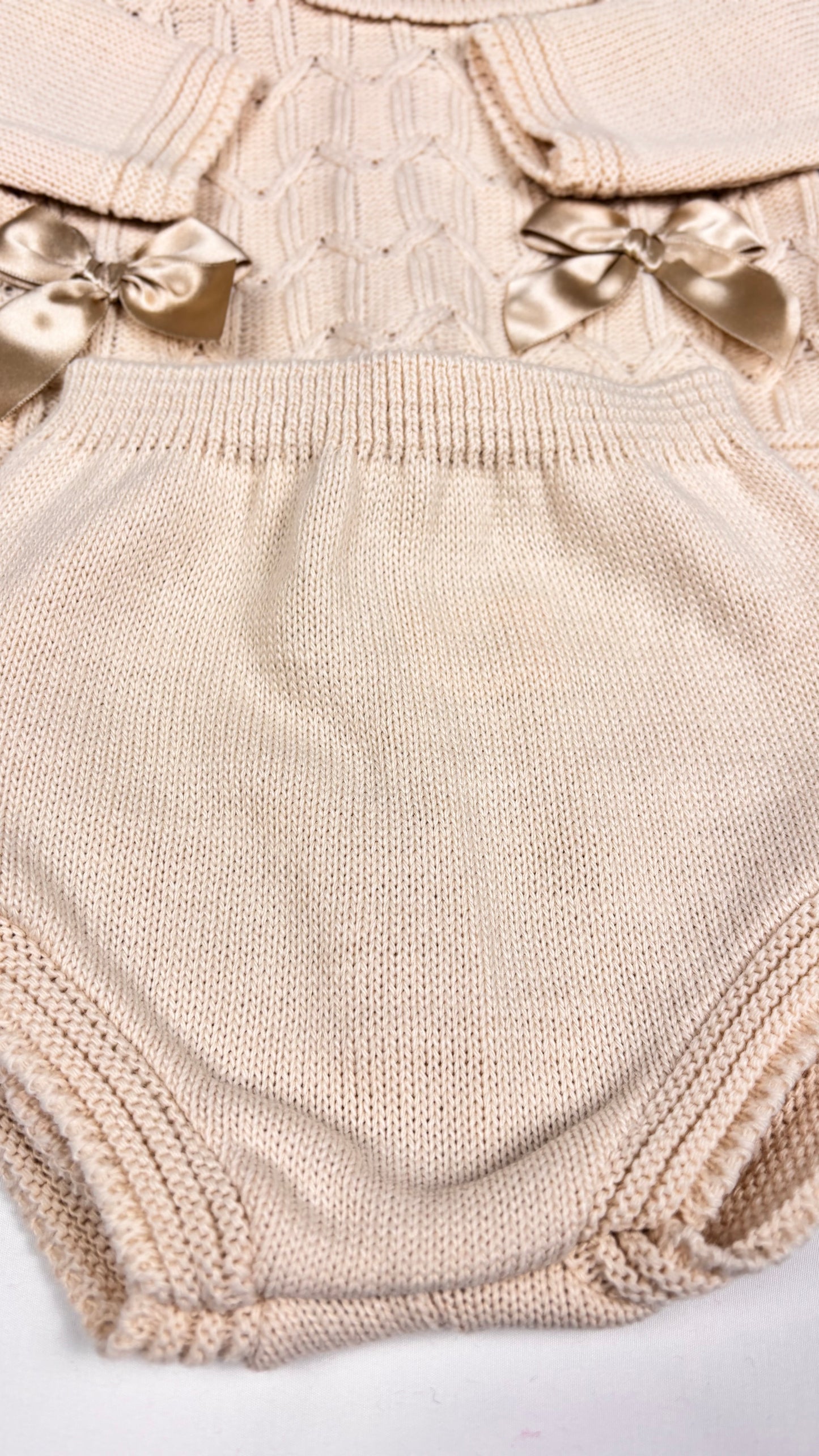 Beige Two Piece Set with Bows