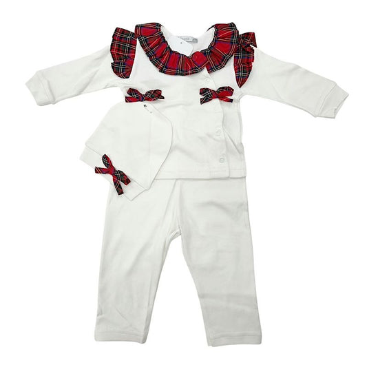 Winter Tartan Ruffle Set - White