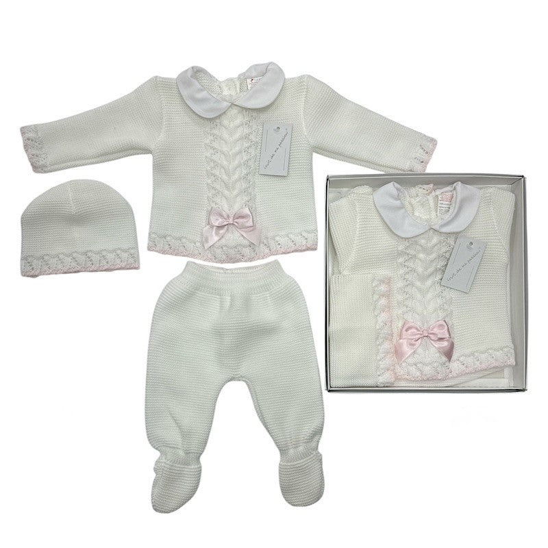 Blush Bow Cable Knit Gift Set