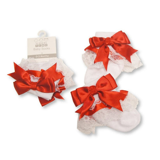 Red Ruffle Bow Socks